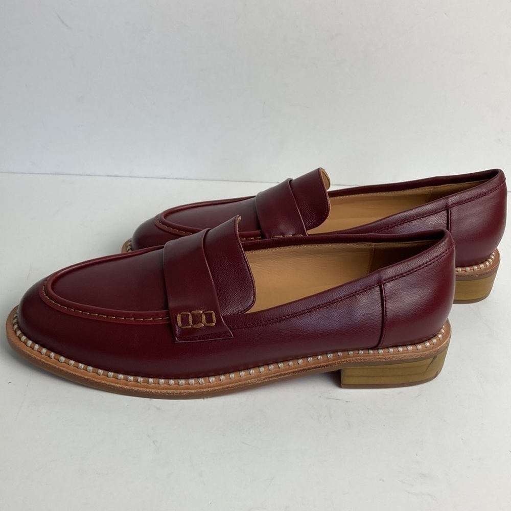 FOGEENA Penny Matte Leather Slip On Round Toe Chunky Loafers 9 Academia Preppy - Picture 3 of 16